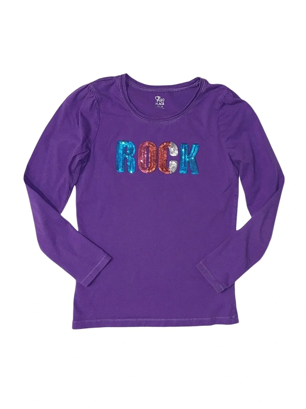 CHILDREN'S PLACE Girl's Purple Graphic Long Sleeve Shirt X-Large 14